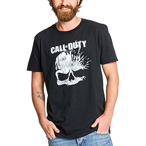 Call of Duty para Hombre de la Camiseta de algodón Negro cráneo - S