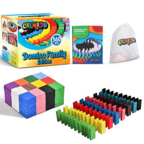 Calmado – 360 Piezas de Dominó / Juego de Fichas de Dominó de Madera “Domino Familia” + Bolsa + Libro de Instrucciones