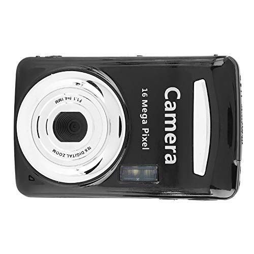 Cámaras Digitales HD, 2 Millones de píxeles HD Pantalla de 2,4 Pulgadas Zoom 16X, Diseño de Moda Point and Shoot Cámaras Digitales portátiles para niños, Adolescentes, Camping, Exteriores(Black)