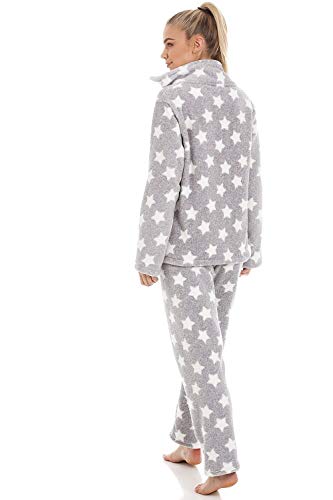 Camille Conjuntos de Pijama de Felpa Suave de Cuerpo Entero de Manga Larga para Mujer 46-48 Light Grey