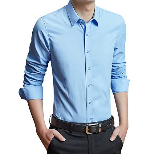 Camisa Hombre Negocios Casual Ropa Formal Hombre Manga Larga Primavera Y Otoño Moda Slim Fit Color Sólido Ropa De Trabajo Clásica Camisa De Hombre