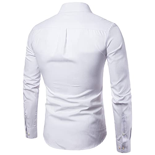 Camisa Hombres Slim Fit Color Sólido Kent Collar Camisa Hombres Trabajo Negocios Banquete Anfitrión Boda Camisa Hombres Simplicidad Moda Manga Larga Shirt Hombres