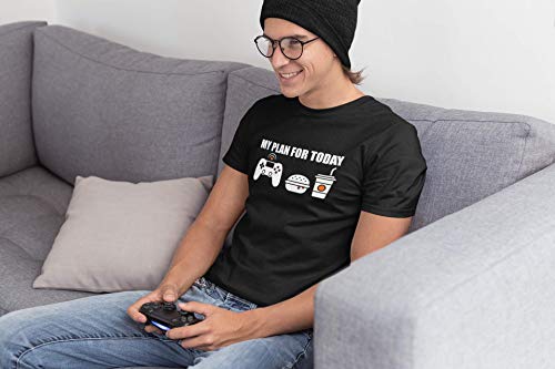 Camiseta: My Plan for Today : Gaming - Gamer T-Shirt Hombre-s y Mujer-es - Regalo Jugón Jugona Videojuego - Camisa E-Sport Game-s con PC Console Play Controller Computadora Jugar (L)