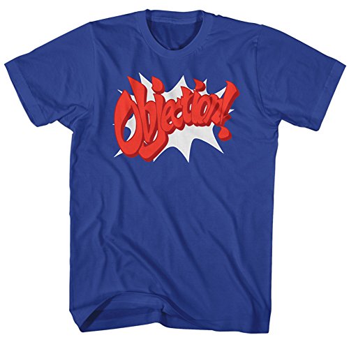 Camiseta para Adulto Ace Attorney Witness Defense Court Trial Video Game Objection, Azul, XXL