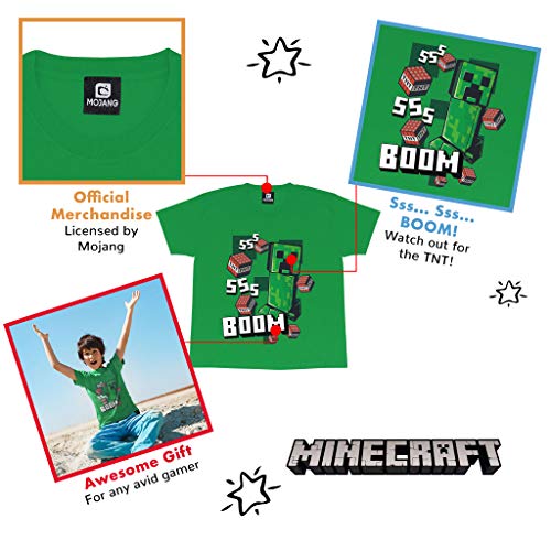 Camiseta para niñas de Minecraft Like A Bossss | Producto oficial | PS4 PS5 Xbox PC Switch Gamer Gifts, Tween Teen School Girls Gaming Top, ropa para niños, idea de regalo de cumpleaños para niños