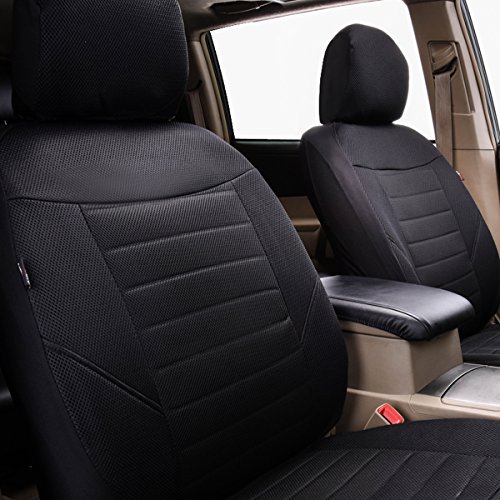 CAR PASS 6pcs super – Juego de fundas para asientos delanteros Automóvil Universal package-fit para vehículos, negro y gris con Composite Esponja interior, Airbag compatible