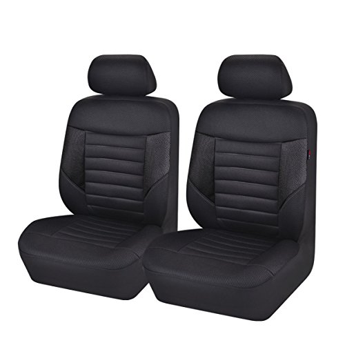 CAR PASS 6pcs super – Juego de fundas para asientos delanteros Automóvil Universal package-fit para vehículos, negro y gris con Composite Esponja interior, Airbag compatible
