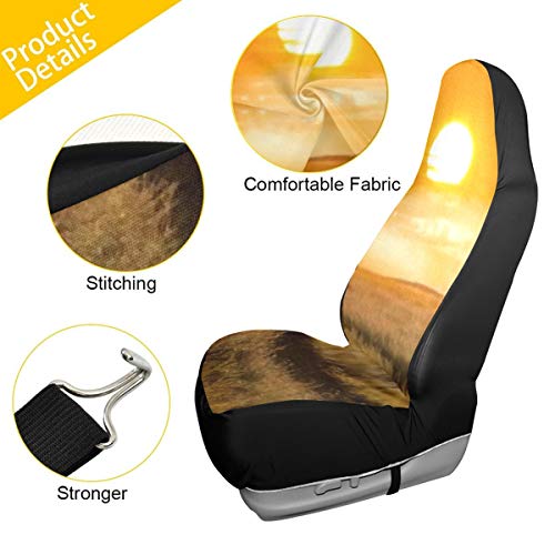 Car Seat Covers 1PC Front Seats Family Elephants Sunset National Park Africa Automotive Seat Covers With Back Pocket Seat Protector Car Mat Covers Full Fit Most Vehicle, Cars, Sedan, Truck, Suv