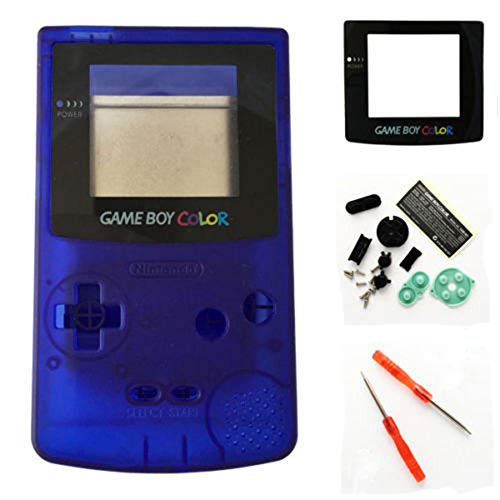 Carcasa completa de repuesto para Nintendo Gameboy Color GBC, color azul transparente