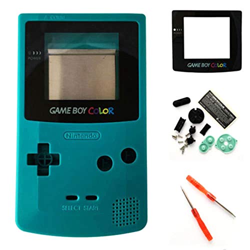 Carcasa completa de repuesto para Nintendo Gameboy Color GBC, color verde azulado