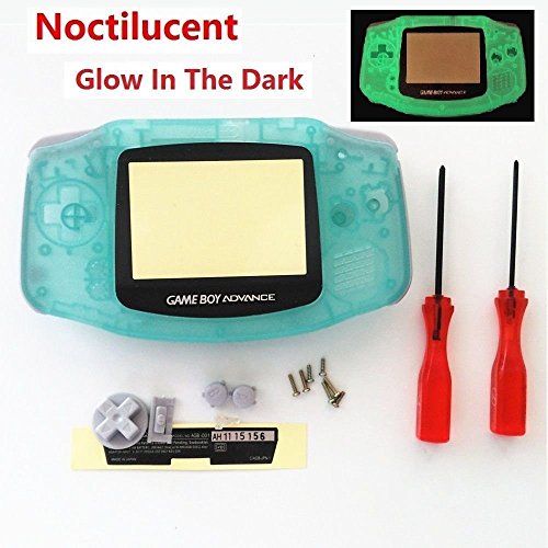 Carcasa completa Shell Case Cover Pack Retroiluminada para Nintendo Gameboy Advance GBA con pantalla y destornillador de repuesto Luminoso Green Edition Noctilucent