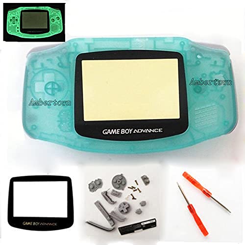 Carcasa completa Shell Case Cover Pack Retroiluminada para Nintendo Gameboy Advance GBA con pantalla y destornillador de repuesto Luminoso Green Edition Noctilucent