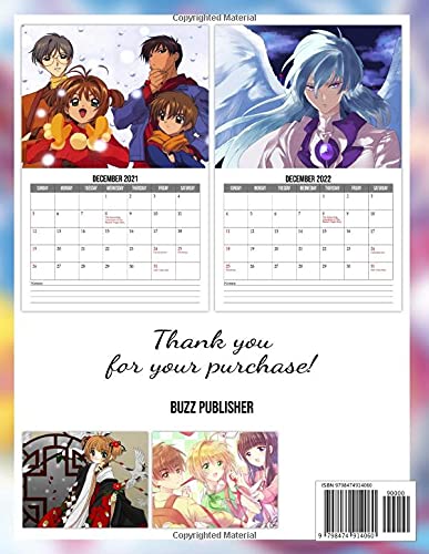 Cardcaptor Sakura Calendar 2021-2022: 2022 Monthly Planner PLUS 3 Months For Kids, Teen Girls | Classroom, Home, Office Supplies
