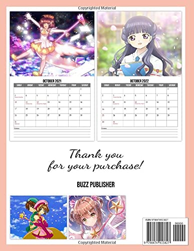 Cardcaptor Sakura Calendar 2021-2022: 2022 Monthly Planner PLUS 3 Months For Kids, Teen Girls | Classroom, Home, Office Supplies