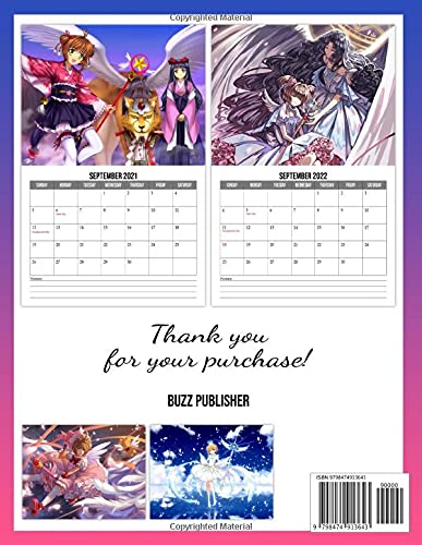Cardcaptor Sakura Calendar 2021-2022: 2022 Monthly Planner PLUS 3 Months For Kids, Teen Girls | Classroom, Home, Office Supplies