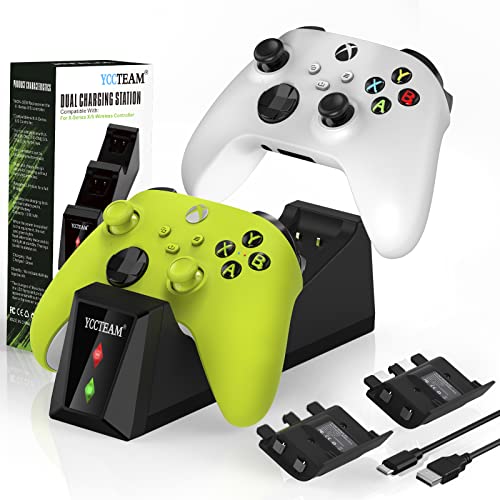 Cargador de controlador para Xbox Series X/S, estación de carga dual para Xbox Series X/S Controller, con batería recargable de 2x1000mAh