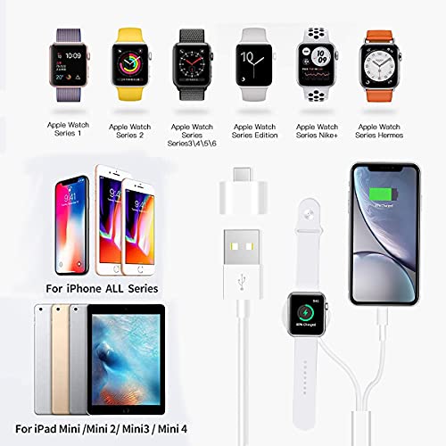 Cargador de reloj magnético, cable de carga Cargador portátil inalámbrico certificado MFi, cable de carga USB / C de doble propósito, adecuado para la serie de relojes 6 5 4 3 2 1