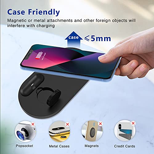 Cargador inalámbrico 3 en 1, ESTAVEL Estación de Carga con Adaptador rápido Compatible con iPhone 13/12/11 Pro/12 Pro MAX/XR/XS/X/8,Cargador de inducción Qi para iWatch 6/SE/5/4/3/2/1/Airpods Pro/ 2