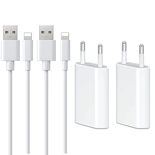 Cargador iPhone, ASENTER 4-Pack USB Lightning Cable [Certificación MFI] Enchufe Movil de Pared Adaptador Replacement for iPhone XS MAX/XR/X/12/11/8 Plus/7/6/5/SE 2020