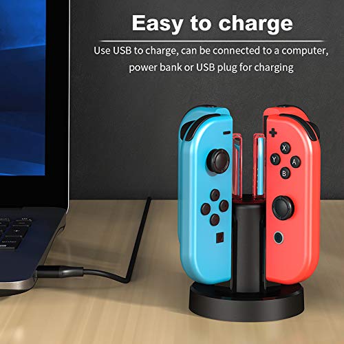 Cargador Joy-Con Para Nintendo-Switch, Base De Carga 4 En 1 y Base De Carga Para Nintendo-Switch Joy-Con, Indicador De Cargar USB