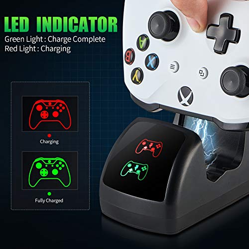 Cargador Mando para Xbox One (No para Xbox Series X/S) , Estación de Carga Base de Cargador Recargable Bateria Accesorios para Xbox One/ Xbox One S/Xbox One X/Elite Controlador, 2x 1200mAh bateria