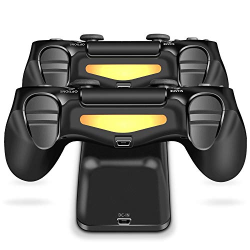 Cargador Mando PS4, Estación de Carga USB, Protección Inteligente con LED Indicador para Sony Playstation 4/ PS4 / PS4 Pro / PS4 Slim2