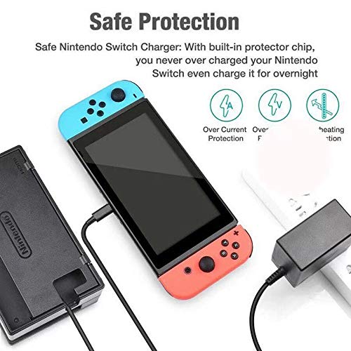 Cargador para Nintendo Switch 15 V 2,6 A carga rápida con cable USB tipo C, adaptador de alimentación compatible con Nintendo Switch & Switch Lite