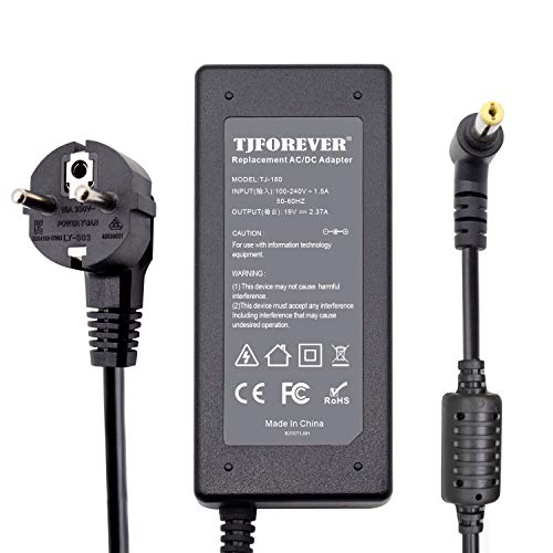 Cargador Portatil Acer 19V 2.37A 45W para Acer Aspire One ES1 E1 F5 F15 Travelmate Extensa Notebook Ordenador portátil Fuente de Alimentación Adaptador Conector: 5.5 * 1.7mm