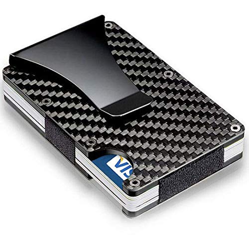 Cartera Tarjetero Hombre con tecnologia de Bloqueo RFID para Evitar clonación de Tarjetas/Billetera Carteras Tarjetero para Hombre y Mujer/Fabricado en Fibra de Carbono con Clip para Billetes