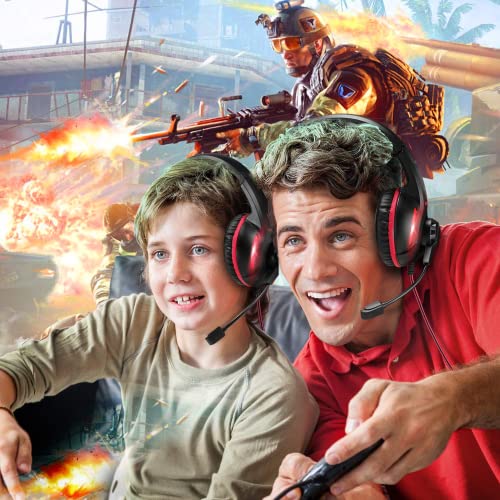 Cascos Auriculares, YINSAN Auriculares Gaming Estéreo da 3,5 mm Jack con Micrófono Flexible y Luz LED RGB, Cascos Gaming Profesionales para PS4 Xbox One Nintendo Switch PC Playstation 4