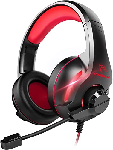 Cascos Auriculares, YINSAN Auriculares Gaming Estéreo da 3,5 mm Jack con Micrófono Flexible y Luz LED RGB, Cascos Gaming Profesionales para PS4 Xbox One Nintendo Switch PC Playstation 4