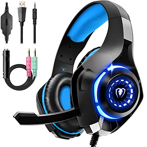 Cascos Gaming, Auriculares Gaming Con Graves Envolventes 3D, Micrófono Reducción De Ruido Y Almohadillas De Proteína, Para PS4 PS5 Xbox PC Laptop