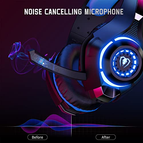 Cascos Gaming, Auriculares Gaming Con Graves Envolventes 3D, Micrófono Reducción De Ruido Y Almohadillas De Proteína, Para PS4 PS5 Xbox PC Laptop