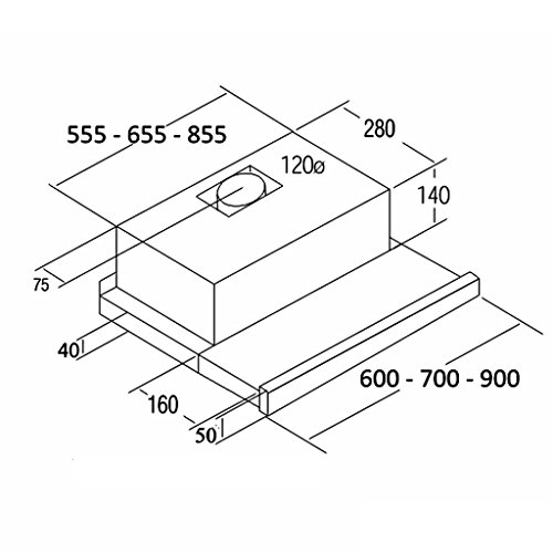 CATA Modelo TF 2003 GWH extracción | campana extractora cocina 390m3/h-150m3/h | Acabado en cristal blanco | [Clase de eficiencia energética C], 57 Decibelios, 2 Velocidades, 60 x 44 x 18 cm