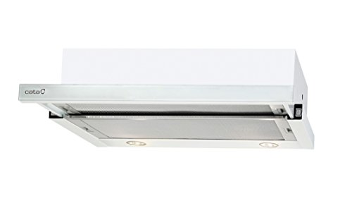 CATA Modelo TF 2003 GWH extracción | campana extractora cocina 390m3/h-150m3/h | Acabado en cristal blanco | [Clase de eficiencia energética C], 57 Decibelios, 2 Velocidades, 60 x 44 x 18 cm