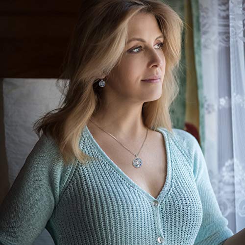 CELESTIA Mujer Arbol de la Vida Collar con Pendientes Juegos de Joyas Plata de Ley 925 Concha Abulón Parentesco Regalos