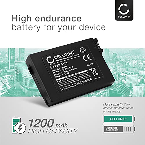 CELLONIC® Batería de Repuesto PSP-S110 para Sony PSP Brite (3000/3001 / 3004) / PSP Slim & Lite (2000/2004), 1200mAh PSP-S110, Accu de Larga duración