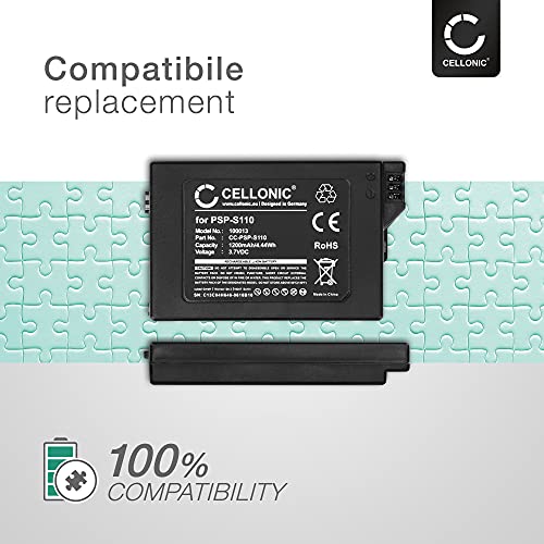 CELLONIC® Batería de Repuesto PSP-S110 para Sony PSP Brite (3000/3001 / 3004) / PSP Slim & Lite (2000/2004), 1200mAh PSP-S110, Accu de Larga duración