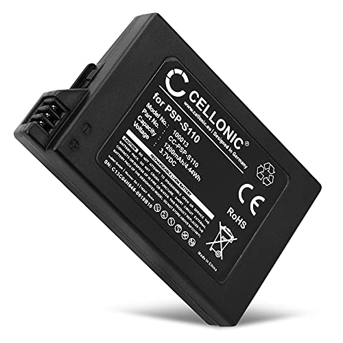 CELLONIC® Batería de Repuesto PSP-S110 para Sony PSP Brite (3000/3001 / 3004) / PSP Slim & Lite (2000/2004), 1200mAh PSP-S110, Accu de Larga duración