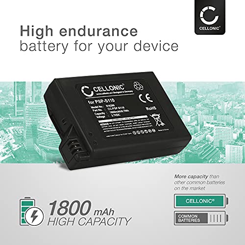 CELLONIC® XL Batería Premium Compatible con Sony PSP Slim & Lite (PSP-2000 / PSP-2004) / PSP Brite (PSP-3000 / PSP-3004) (1800mAh) PSP-S110 bateria de Repuesto, Pila reemplazo