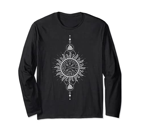 Celtic Viking Compass Vegvisir Rune Classic Símbolo nórdico Manga Larga