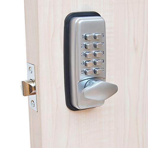 Cerradura digital para puerta con código de bloqueo de HomeSecure, resistencia meteorológica, cromada.