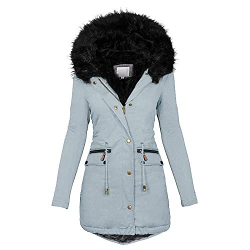 Chaquetas Roap Mujer Baratas Cazadora con Capucha para Mujer Talla Grande Plumón Cálido Sólido Más Grueso Chaqueta Acolchada Coat (Gris, 3XL)
