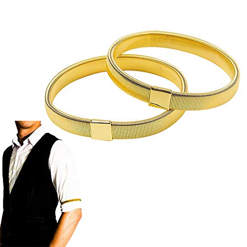 CHENGZI Brazalete elástico elástico elástico de la manga de la camisa de los brazaletes de la manga de la pulsera 1 par, dorado, Talla única