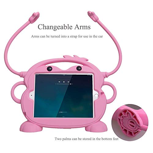 CHIN FAI para iPad Mini 5/4/3/2/1 Funda, Tableta Protectora a Prueba de Golpes Monkey de Doble Cara, Cubierta de múltiples ángulos de visión para Apple iPad de 7,9 Pulgadas Mini 1/2/3/4/5(Rosado)