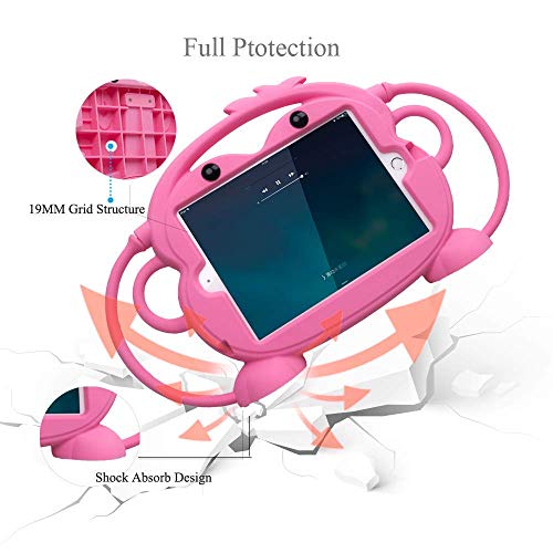 CHIN FAI para iPad Mini 5/4/3/2/1 Funda, Tableta Protectora a Prueba de Golpes Monkey de Doble Cara, Cubierta de múltiples ángulos de visión para Apple iPad de 7,9 Pulgadas Mini 1/2/3/4/5(Rosado)