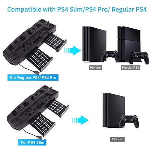 CHIN FAI Soporte Vertical de Carga PSVR, Stand Vertical PS4 Pro /PS4 Slim/ PS4, [Todo en 1] Accesorio PS4 Playstation VR, Refrigerador PS4,Cargador para Mandos DualShock 4 & PS Move