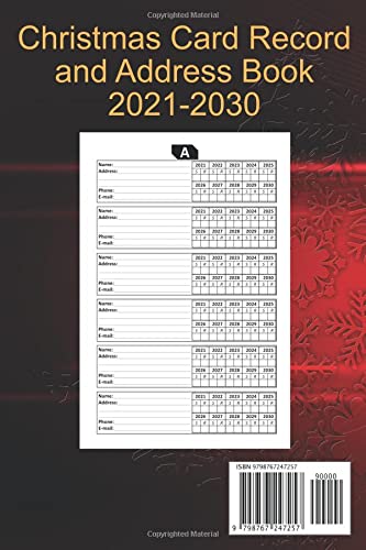 Christmas Card Address Book: Christmas Card Address Book and Tracker 2021-2030. Never forget a card again! Record address, email, phone, cards send ... a great gift or buy one now for yourself.