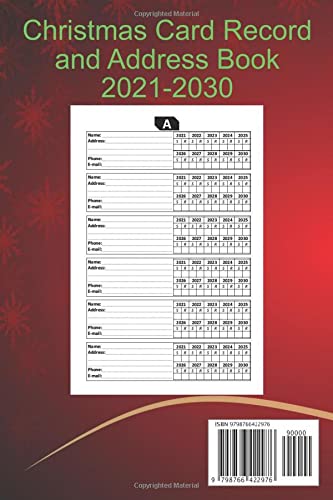 Christmas Card Address Book: Christmas Card Address Book and Tracker 2021-2030. Never forget a card again! Record address, email, phone, cards send ... a great gift or buy one now for yourself.