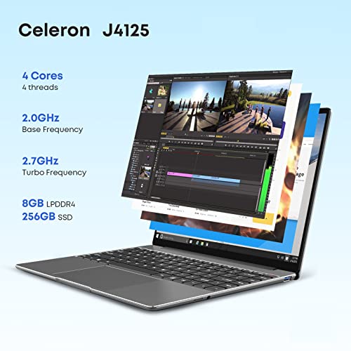 CHUWI Ordenador Portátil,GemiBook Pro 14 Pulgadas 3: 2 IPS Laptop 2160*1440 Windows 10 Notebook,Celeron J4125 8GB RAM +256GB SSD,WiFi 6,Type-C,USB 3.0,Admite Doble Expansión SSD hasta 1T(8GB)